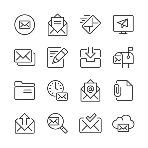 Vector illustration of Email Icons 2 — Monoline Series