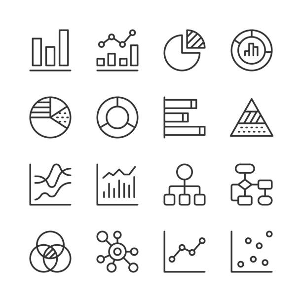 illustrations, cliparts, dessins animés et icônes de icônes infographiques 1 — série monoline - flow chart