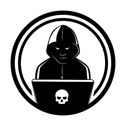 Hacker using computer symbol