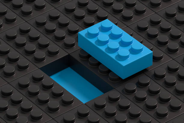 istock Toy brick different piece standing out from the crowd 1383937190