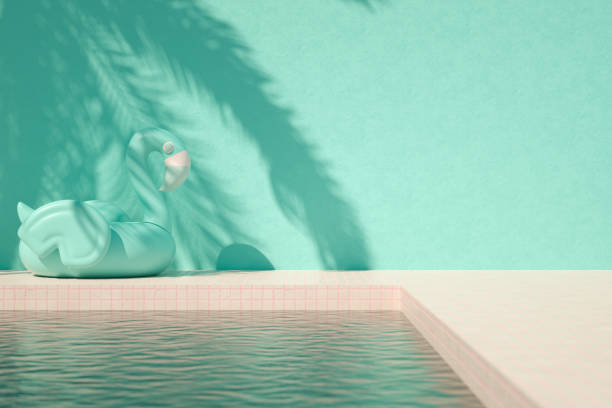 istock Swimming pool summer holiday travel background palm tree shadow 1383940138