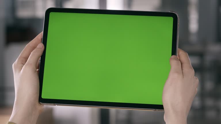 Digital tablet with green chroma key screen