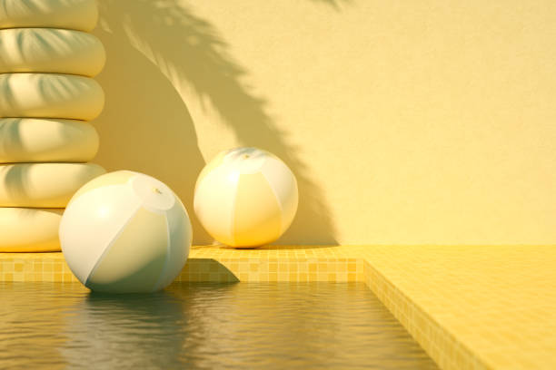 istock Swimming pool summer holiday travel background palm tree shadow 1383940547