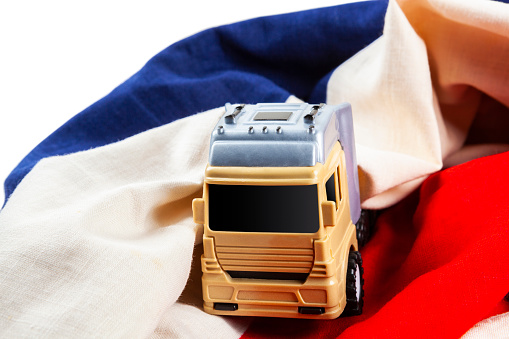 Transportation with truck and french flag.