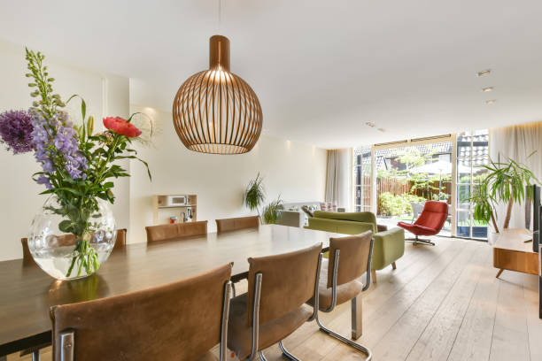 istock An open space with a dining area and a small living room 1383950153