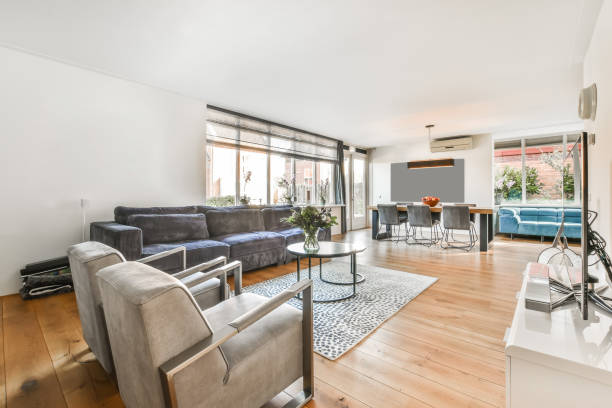 istock Bright spacious living room in a modern apartment 1383952665