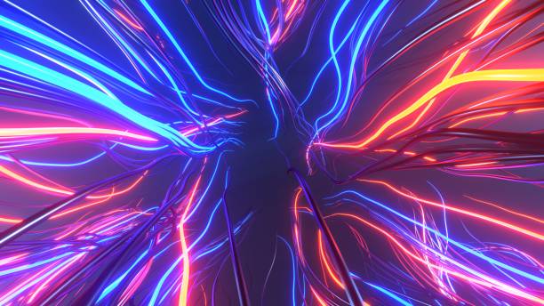istock 3D Rendering. Abstract futuristic geometric background from wavy lines 1383956016
