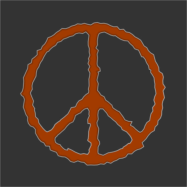 istock Red Peace icon isolated on black background. Pacific logo, sign. Hippie symbol of peace. Design element for anti-war company. Vector illustration. EPS10. 1383960896