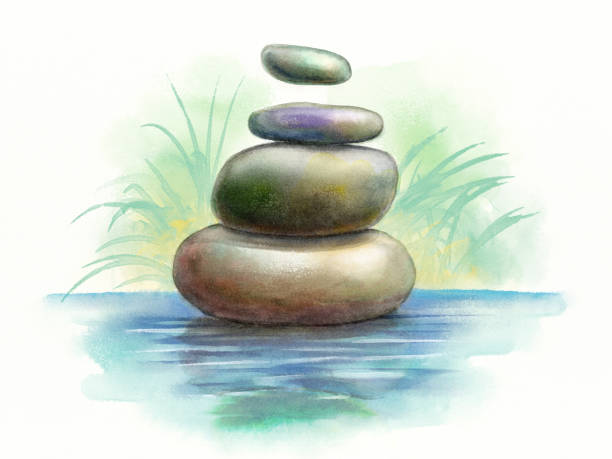 meditation steinen - cornerstone white stone textured stock-grafiken, -clipart, -cartoons und -symbole