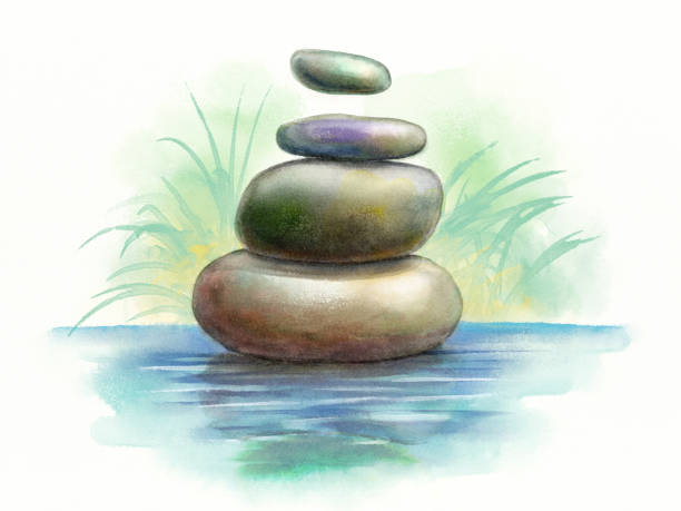 ilustrações de stock, clip art, desenhos animados e ícones de meditation stones - rock stone stack textured