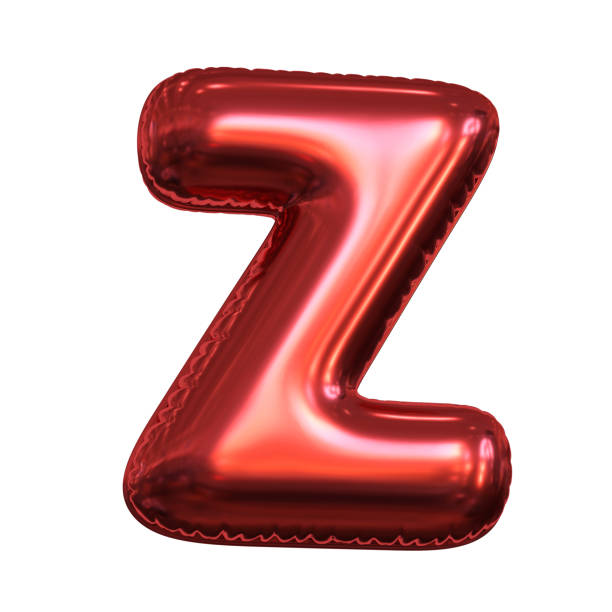 Pink metallic balloon font 3d rendering, letter Z