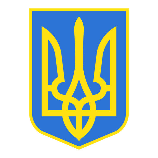 ukrainisches emblem. ikone des tryzub, blasonierung. vektorillustration isoliert auf weißem hintergrund. - trident stock-grafiken, -clipart, -cartoons und -symbole