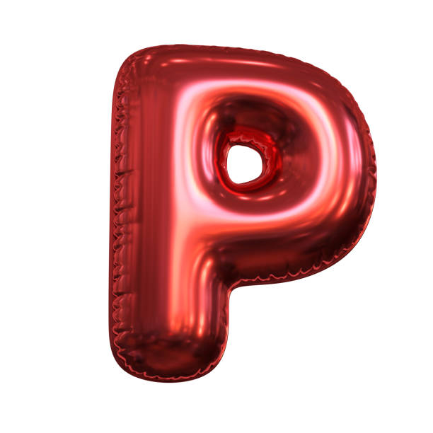 istock Pink metallic balloon font 3d rendering, letter P 1383966282