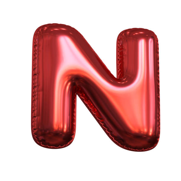 istock Pink metallic balloon font 3d rendering, letter N 1383966301