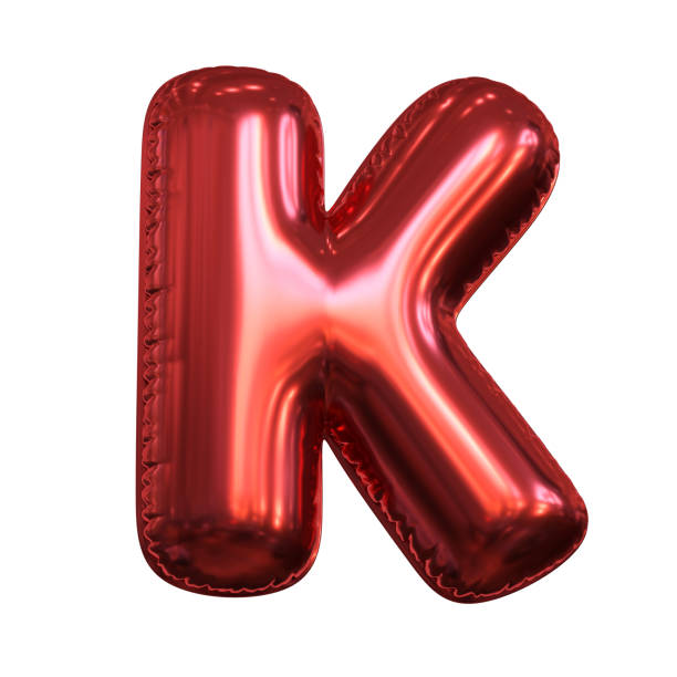 istock Pink metallic balloon font 3d rendering, letter K 1383966320