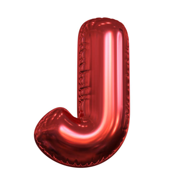 istock Pink metallic balloon font 3d rendering, letter J 1383966329