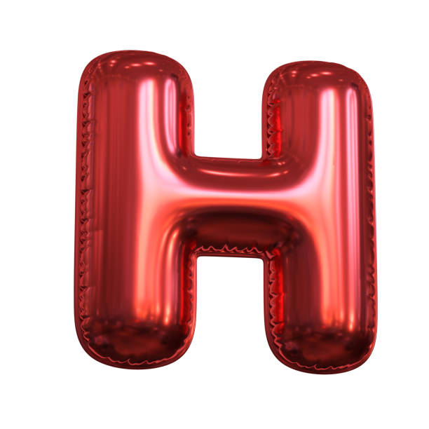Pink metallic balloon font 3d rendering, letter H