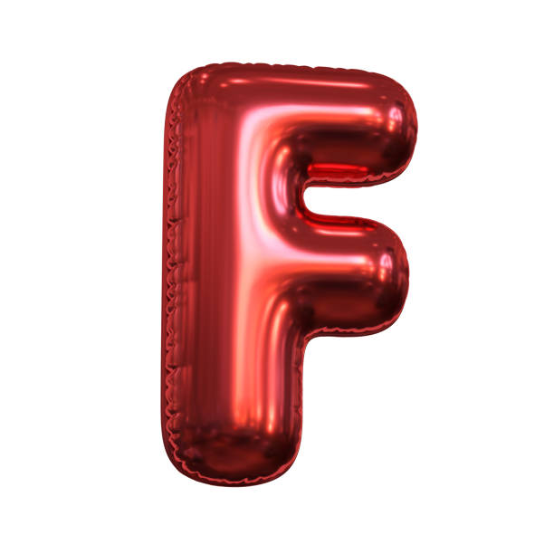 Pink metallic balloon font 3d rendering, letter F
