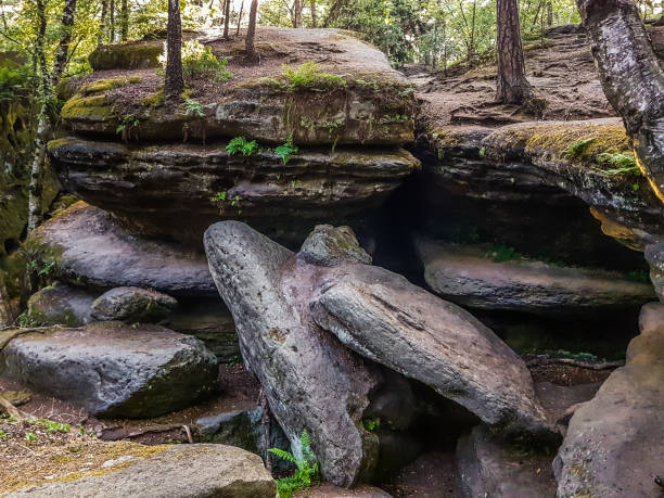 istock Domiono-like sandstone boulders, Saxony, Germany 1383966628