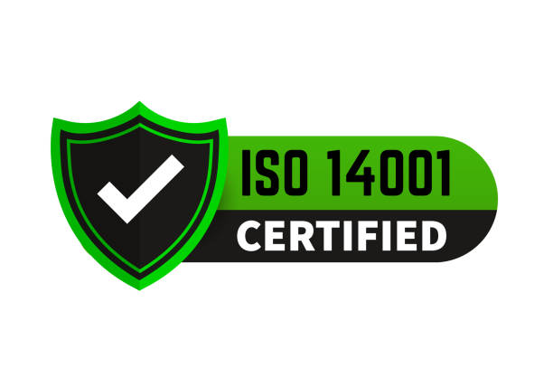ISO 14001 Certified badge, icon. Certification stamp. Flat design vector. Vector illustration. ISO 14001 Certified badge, icon. Certification stamp. Flat design vector. Vector stock illustration. celebrity endorsements stock illustrations