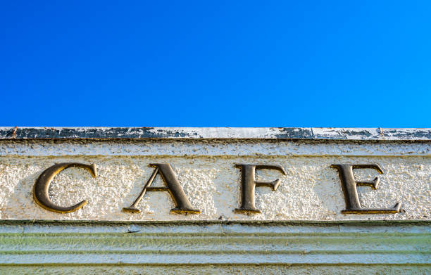 istock old cafe sign in germany - translation: coffee shop 1383967699