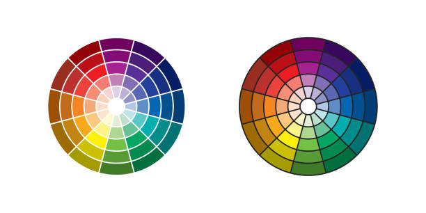 Monochromatic color wheel. Color scheme. Colors theory. Presentation template. Monochromatic color wheel. Color scheme. Colors theory. Presentation template. EPS10 secondary colors stock illustrations