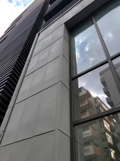istock vertical photo building has metal facade low angle 1383967947