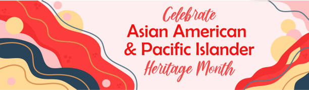 Asian American, Pacific Islanders Heritage month - celebration in USA. Vector banner with abstract shapes and lines in  traditional Asian colors. Greeting card, banner Asian American, Pacific Islanders Heritage month - celebration in USA. Vector banner with abstract shapes and lines in  traditional Asian colors. Greeting card, banner. pacific ocean stock illustrations