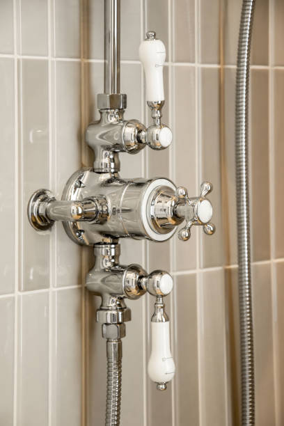 istock General view of metal valves and shower system 1383970974