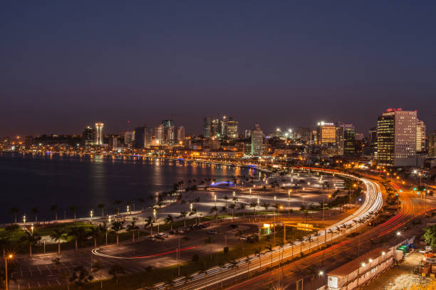 Luanda Bay Luanda Bay at night luanda stock pictures, royalty-free photos & images