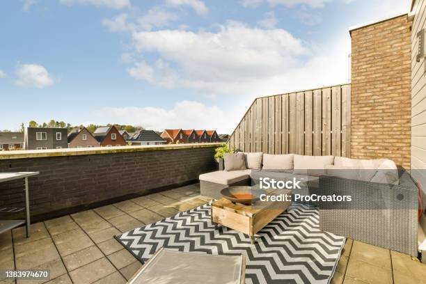 Cozy Place To Relax On The Roof Stock Photo - Download Image Now - Patio, Balcony, Carpet - Decor