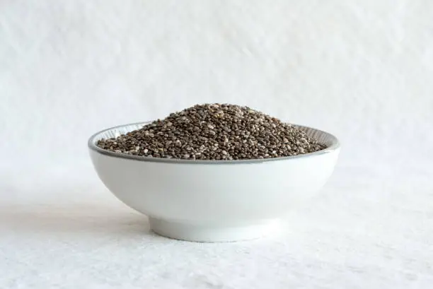 Black Chia Seeds in a Bowl