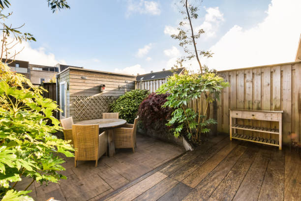 istock The backyard of a modern house 1383976597