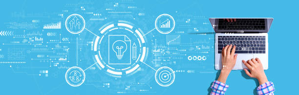 istock Idea of success theme with person using a laptop 1383977569