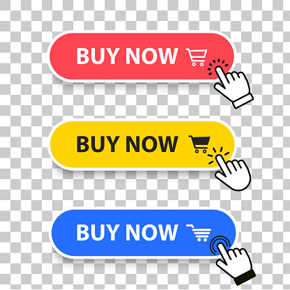 Buy Now Icon. Button Click Mouse Cursor and Shopping Ticket Vector Design on White Background.
