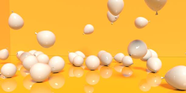 istock Scattered balloons on a colored background - 3D 1383978858