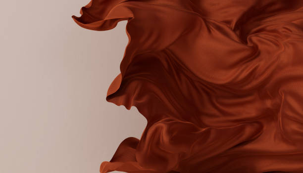 istock Brown elegant cloth fashion banner, 3d rendering flying fabric texture design element 1383985638