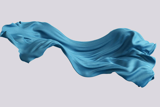 cloth design element, isolated piece of blowing fabric banner, elegant textiles 3d rendering - levitation imagens e fotografias de stock