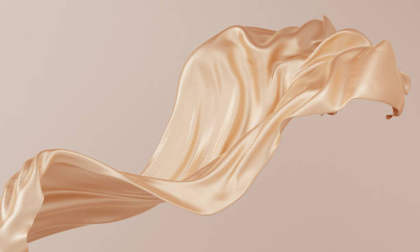 istock Gold silk fabric background, 3d rendering golden cloth material beautiful folds. 1383986025