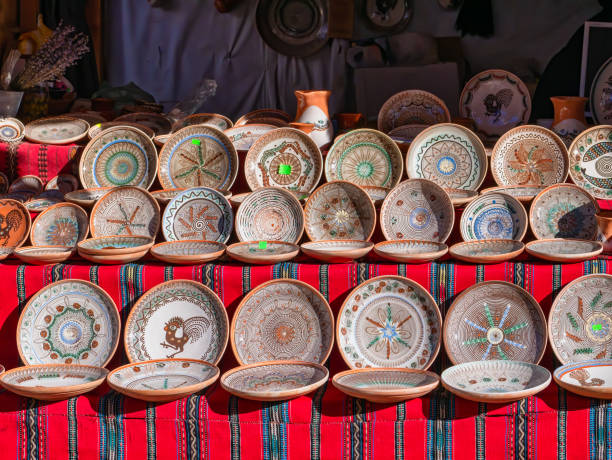 istock Traditional romanian handmade ceramic pottery plates 1383988597