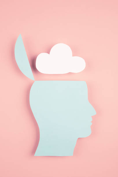 istock Human head in paper cut style with cloud 1383991761
