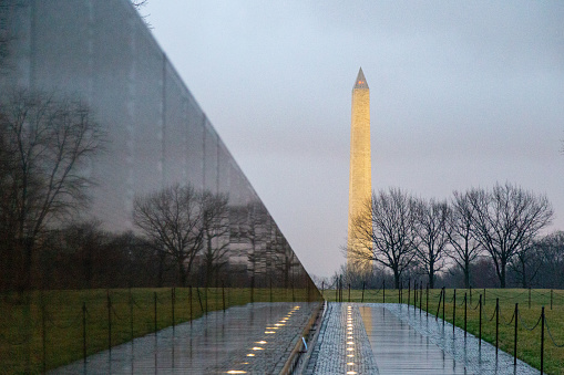 The Lincoln Memorial is a large white marble monument located on the National Mall in Washington, D.C.