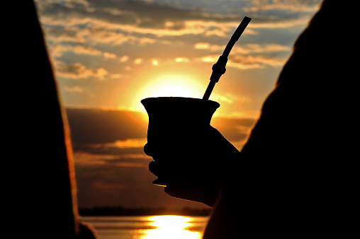 Silhouette of a yerba mate gourd drink