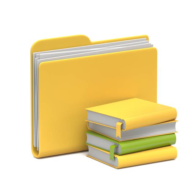 icône de dossier jaune ebooks 3d - e reader publication reading book photos et images de collection