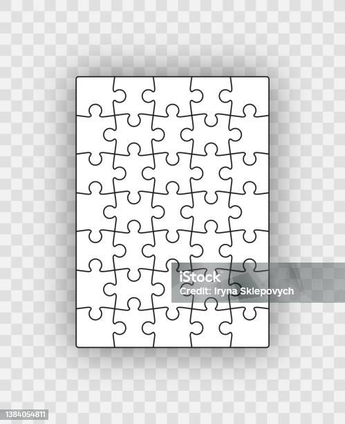 Puzzle Grid With 35 Pieces Vector Illustration Stock Illustration -  Download Image Now - Backgrounds, Black Color, Blank - iStock