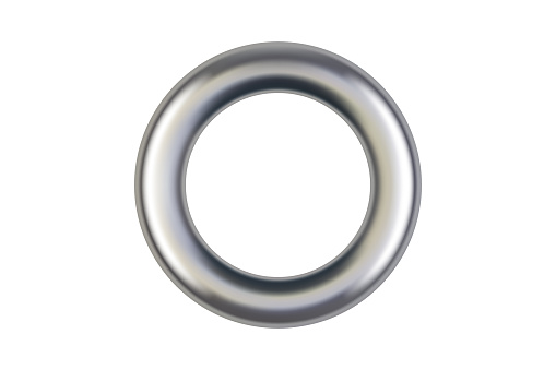 Isolated realistic metal silver grommet ring for paper, card, tag, sticker or hanger. Banner steel or chrome circle eyelet on white background. Vector illustration