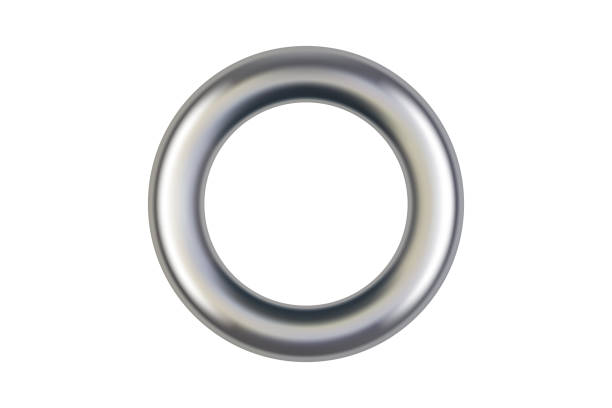 Isolated realistic metal silver grommet ring for banner Isolated realistic metal silver grommet ring for paper, card, tag, sticker or hanger. Banner steel or chrome circle eyelet on white background. Vector illustration hole in pants stock illustrations