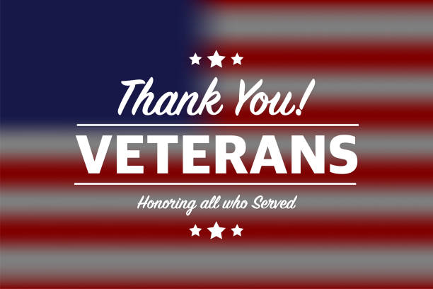 Thank you veterans in american style. Day background design. Vector design. Vector typography.