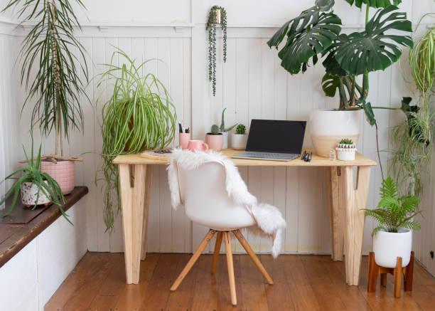 istock Home office with potted plants 1384058349