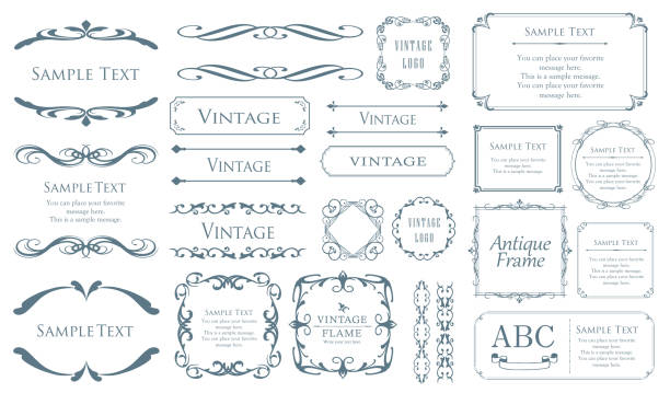 illustrazioni stock, clip art, cartoni animati e icone di tendenza di set di cornici a motivi di piante primaverili. fiore vintage. design decorativo. trattamento di tendenza - victorian style old fashioned backgrounds elegance